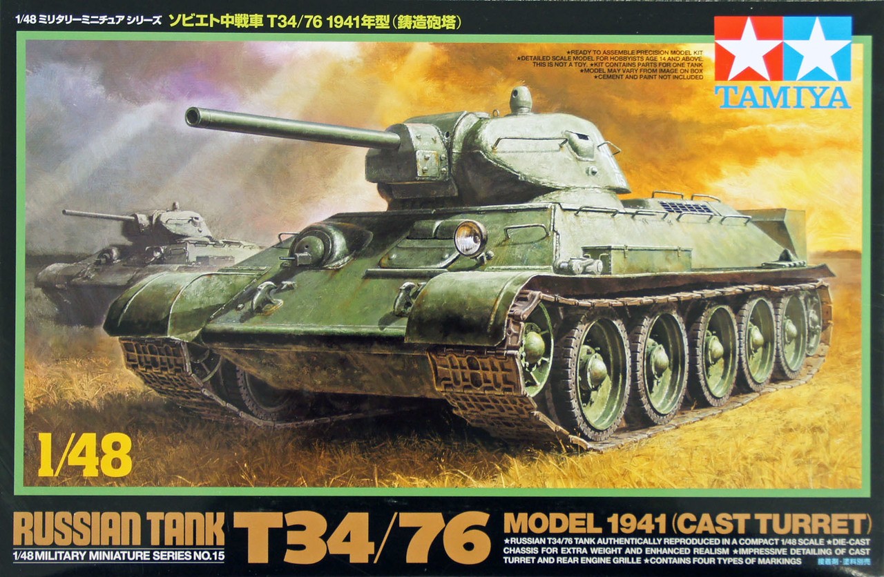 Купить сборную модель Tamiya 32515 Советский танк T34/76 модель 1941 года  1/48 в масштабе 1/48