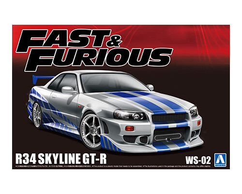 Купить сборную модель Aoshima WS-02 Fast & Furious Nissan R34