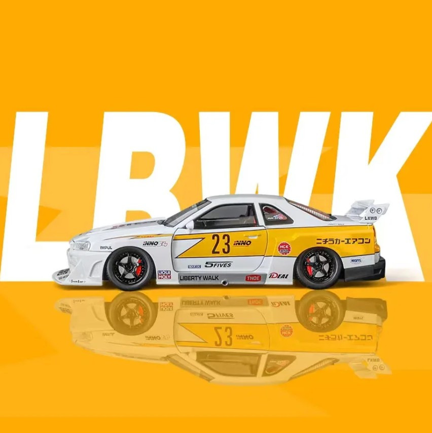 Купить копийную модель Jinlifang GT-R BNR34 LBWK (white) в масштабе 1/24
