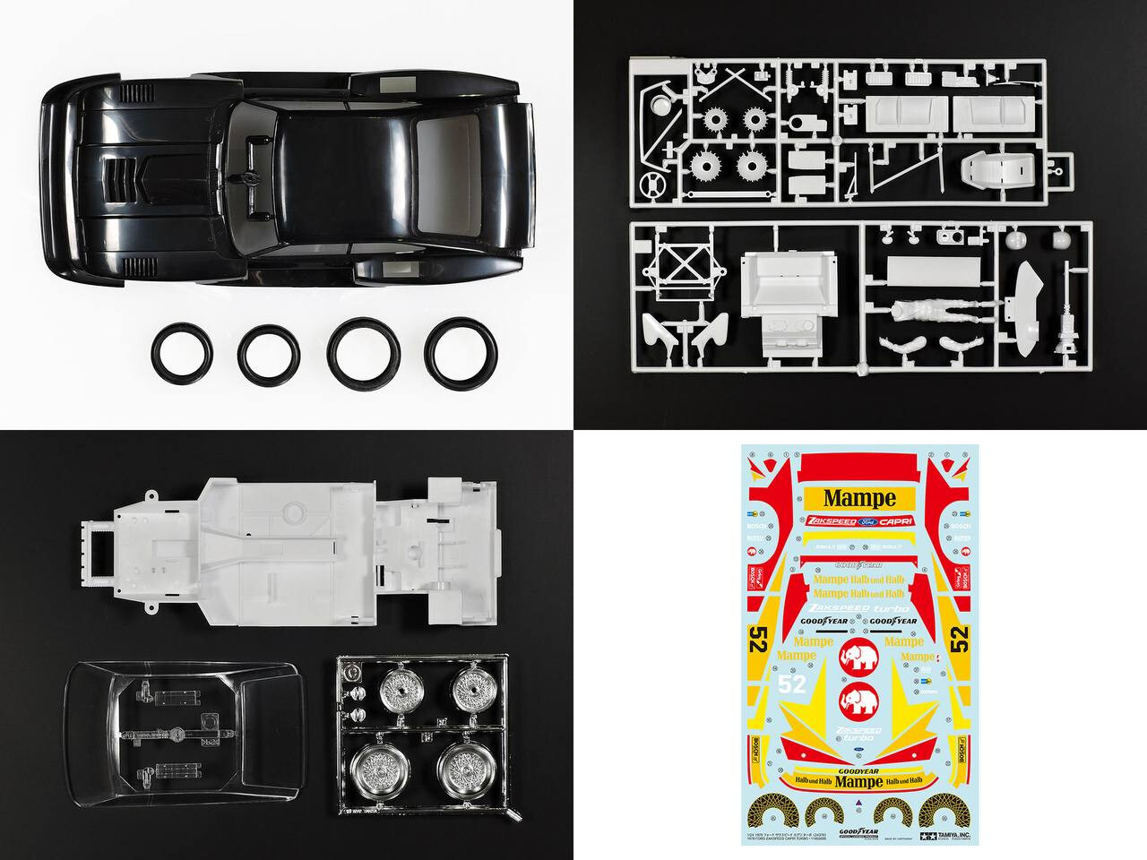 Maquette Tamiya 1/24 Ford Zakspeed Capri Turbo – Réédition Avec Nouveaux Décalcomanies – Kit Plastique à Coller Et Peindre – Dès 14 Ans